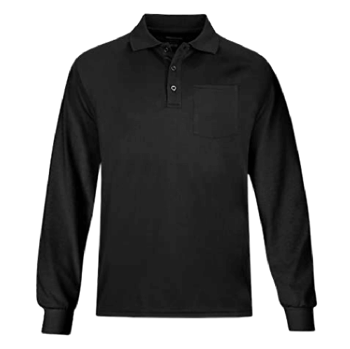 Men's Casual Solid Golf Shirts Outdoor Quick Dry Long Sleeve Moisture Wicking Performance Polo Shirts with Pocket