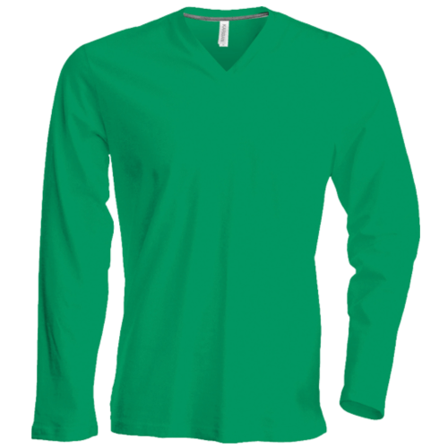 Men's Long Sleeve V-Neck T-Shirt Kelly Green