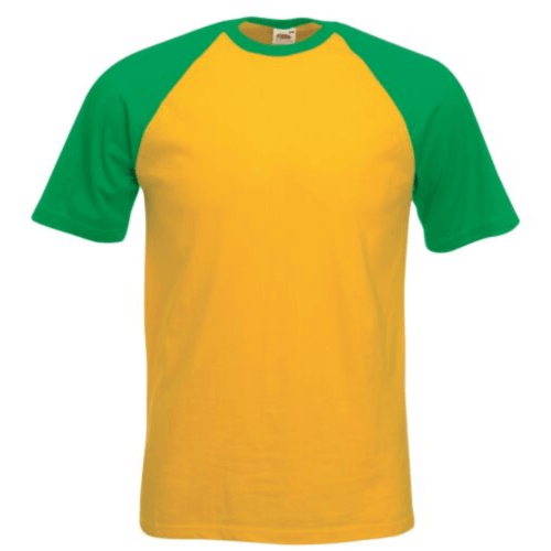 Yellow and Green Baseball Short Sleeve Tee Shirt